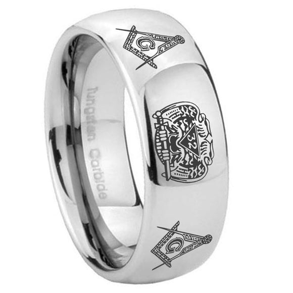 8mm-Masonic-32-Design-Mirror-Dome-Tungsten-Carbide-Anniversary-Ring