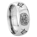 10mm Masonic 32 Design Mirror Dome Tungsten Carbide Mens Engagement Ring