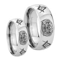 Masonic 32 Design Mirror Dome Tungsten His and Hers