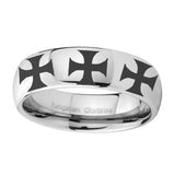 10mm-Multiple-Maltese-Cross-Mirror-Dome-Tungsten-Carbide-Rings-for-Men