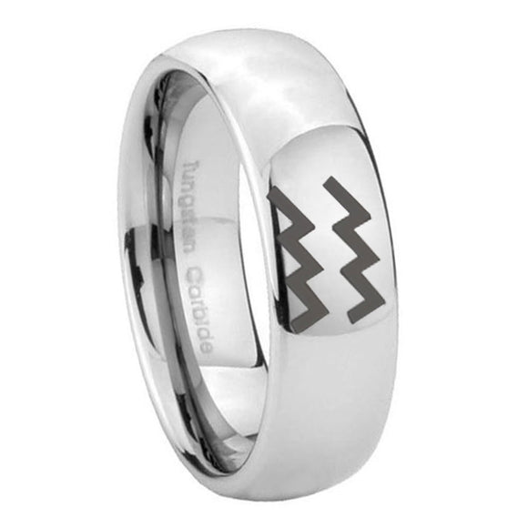 8mm-Aquarius-Horoscope-Mirror-Dome-Tungsten-Carbide-Men's-Engagement-Band