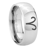 8mm Aries Zodiac Mirror Dome Tungsten Carbide Mens Engagement Ring