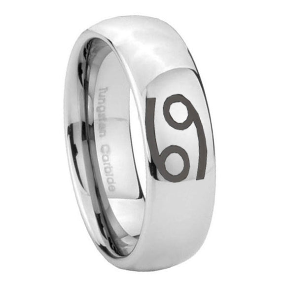 10mm-Cancer-Horoscope-Mirror-Dome-Tungsten-Carbide-Men's-Wedding-Ring