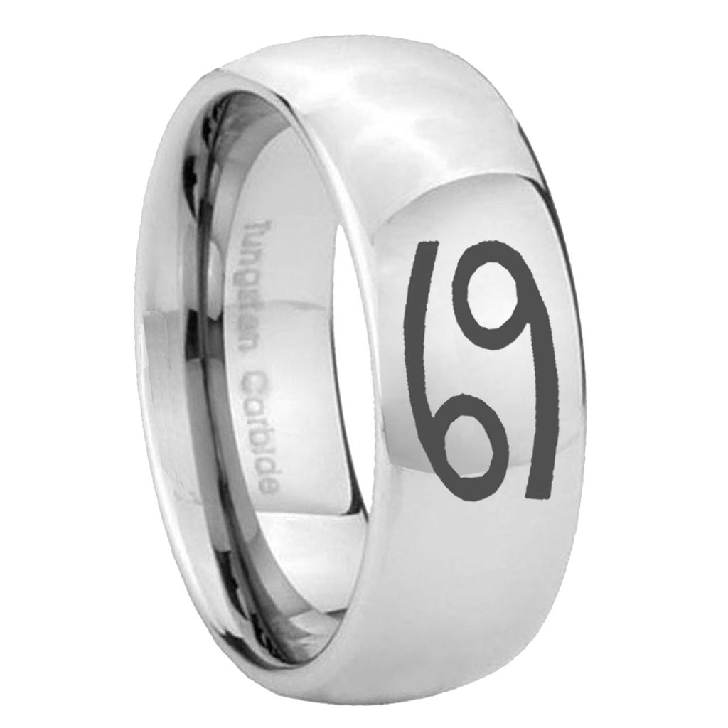 10mm Cancer Horoscope Mirror Dome Tungsten Carbide Men's Wedding Ring
