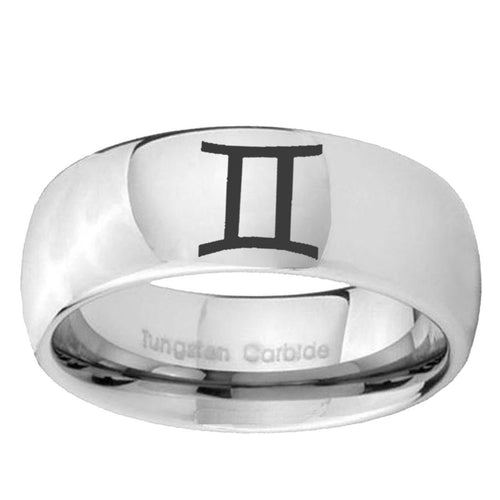 10mm Gemini Zodiac Mirror Dome Tungsten Carbide Promise Ring