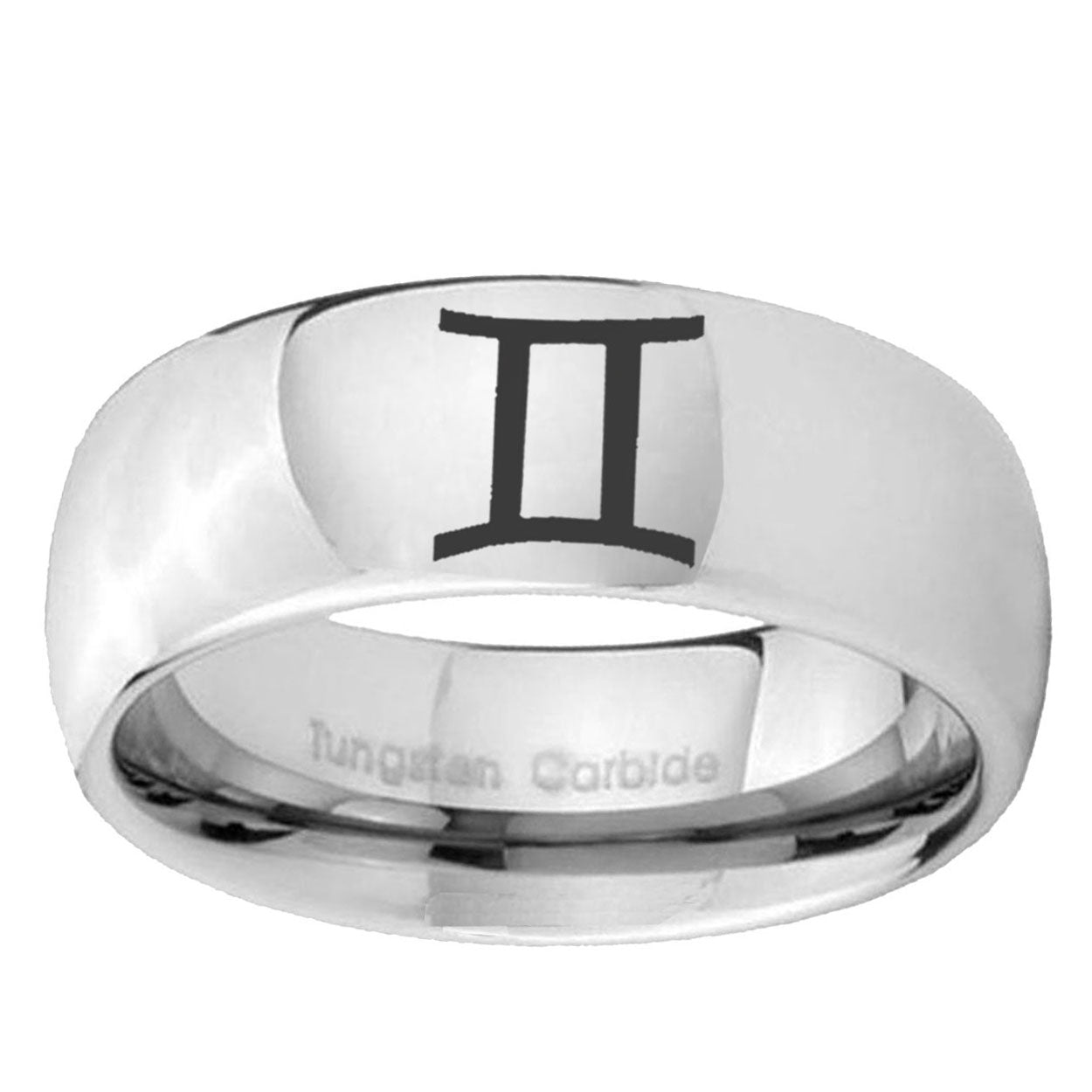 5MM Gemini Zodiac Dome Polish Silver Tungsten Promise Ring For Men