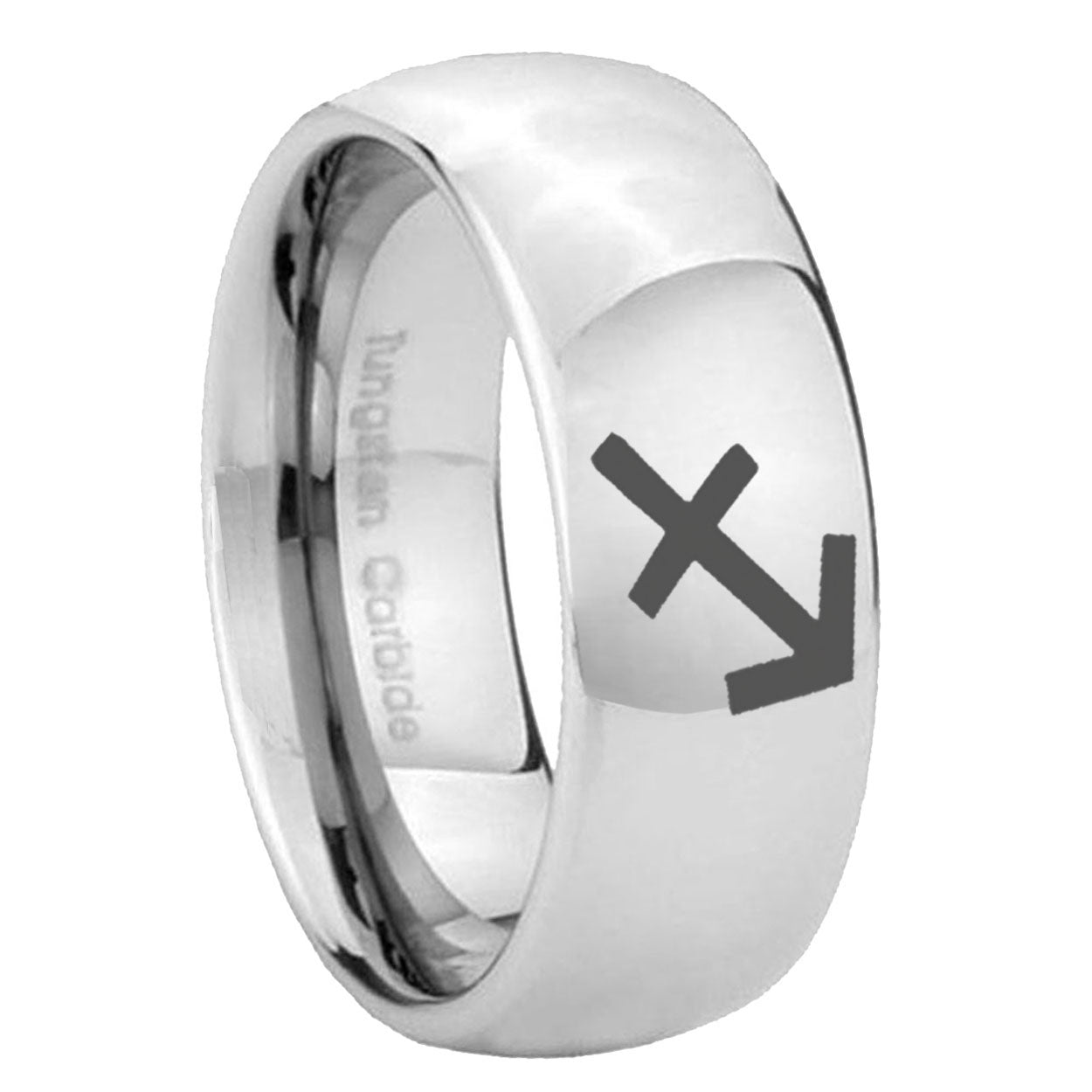 10mm Sagittarius Zodiac Mirror Dome Tungsten Carbide Wedding Bands Ring