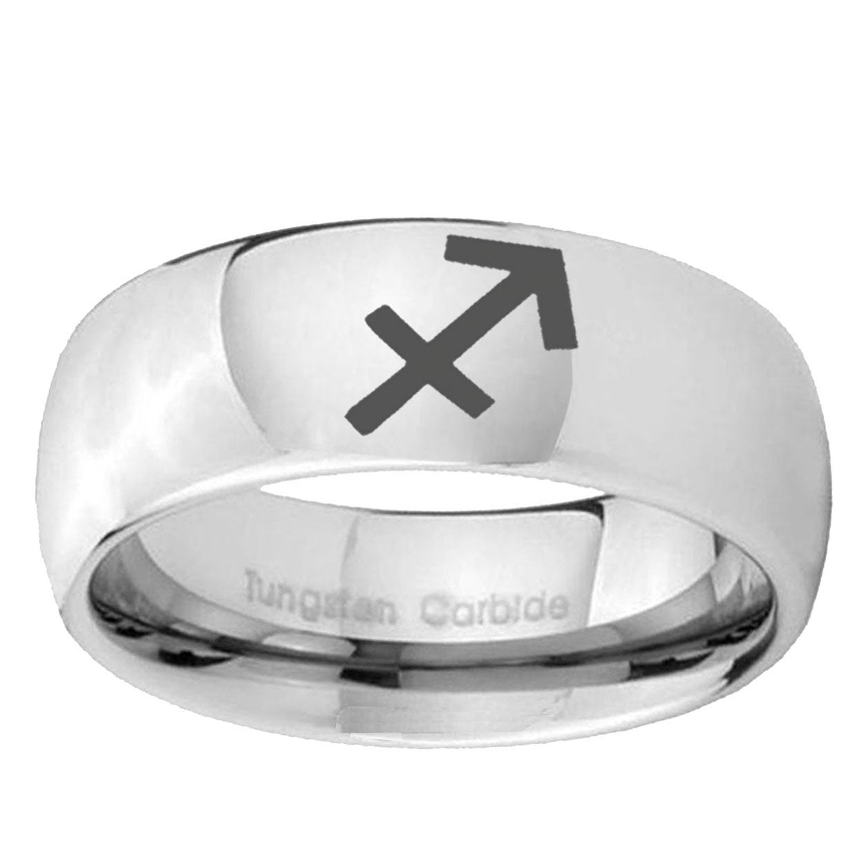10mm Sagittarius Zodiac Mirror Dome Tungsten Ring