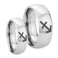 Sagittarius Zodiac Mirror Dome Tungsten Promise Ring Set