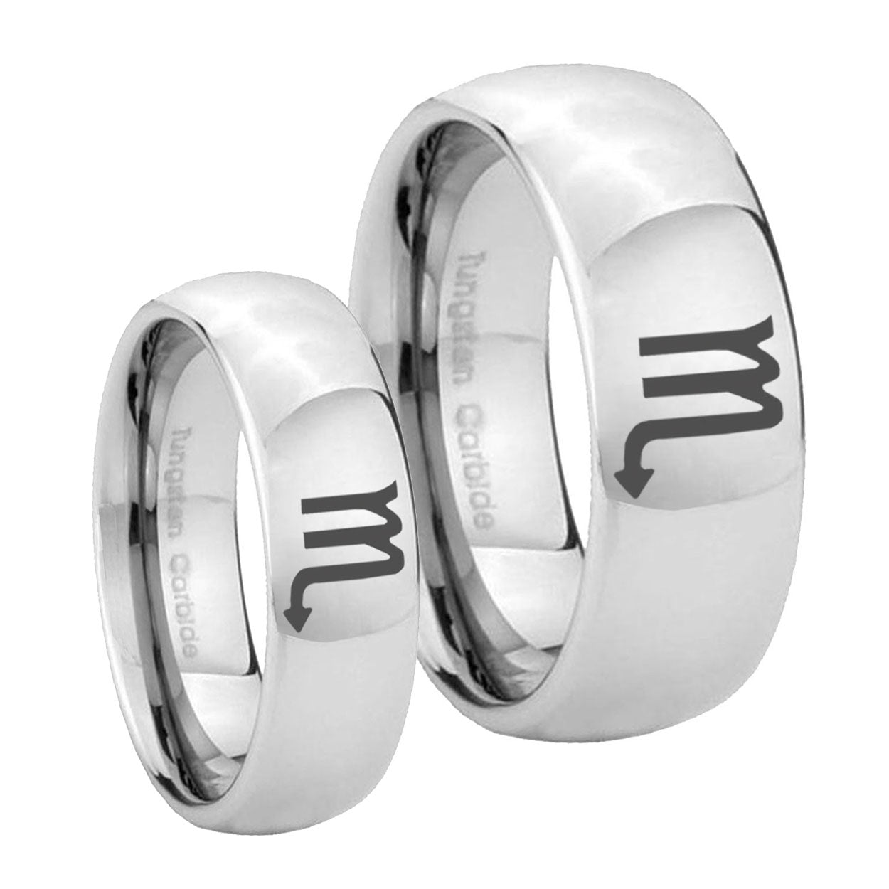 Scorpio Horoscope Mirror Dome Tungsten His And Hers Ring