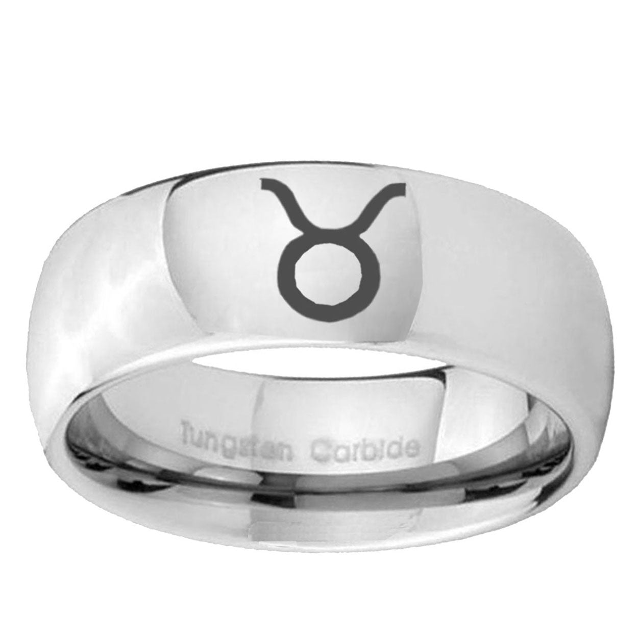 5MM Taurus Horoscope Dome Polish Silver Tungsten Man Ring