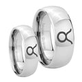 Taurus Horoscope Mirror Dome Tungsten His Hers Ring Set