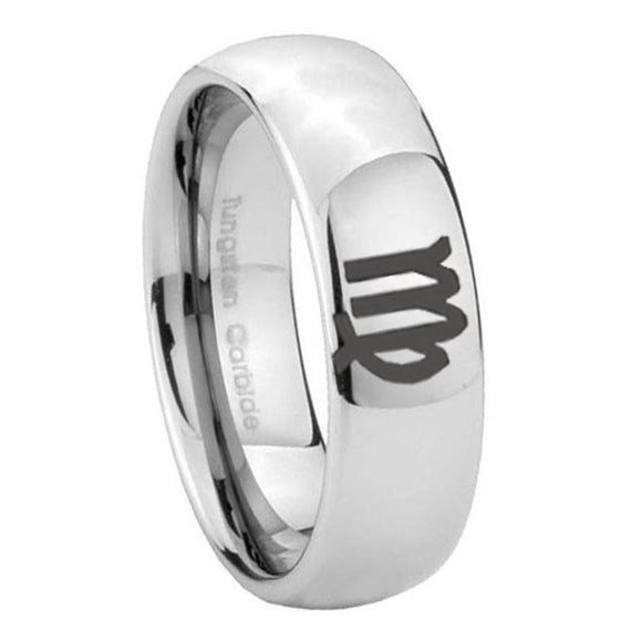 10mm-Virgo-Zodiac-Mirror-Dome-Tungsten-Carbide-Anniversary-Ring