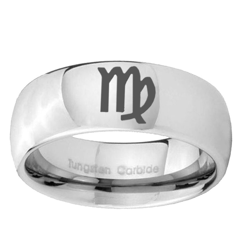 10mm Virgo Zodiac Mirror Dome Tungsten Ring