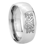 8mm Celtic Dog Mirror Dome Tungsten Carbide Mens Ring Engraved