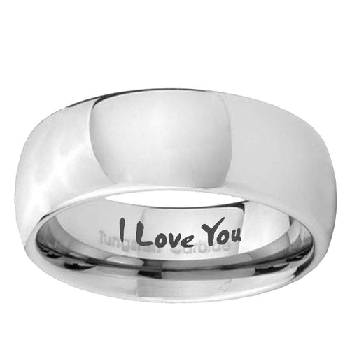 10mm I Love You Mirror Dome Tungsten Ring
