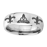 10mm-Celtic-Triangle-Fleur-De-Lis-Mirror-Dome-Tungsten-Wedding-Band-Ring