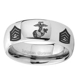 10mm-Marine-Army-Sergeant-Mirror-Dome-Tungsten-Carbide-Men's-Wedding-Ring