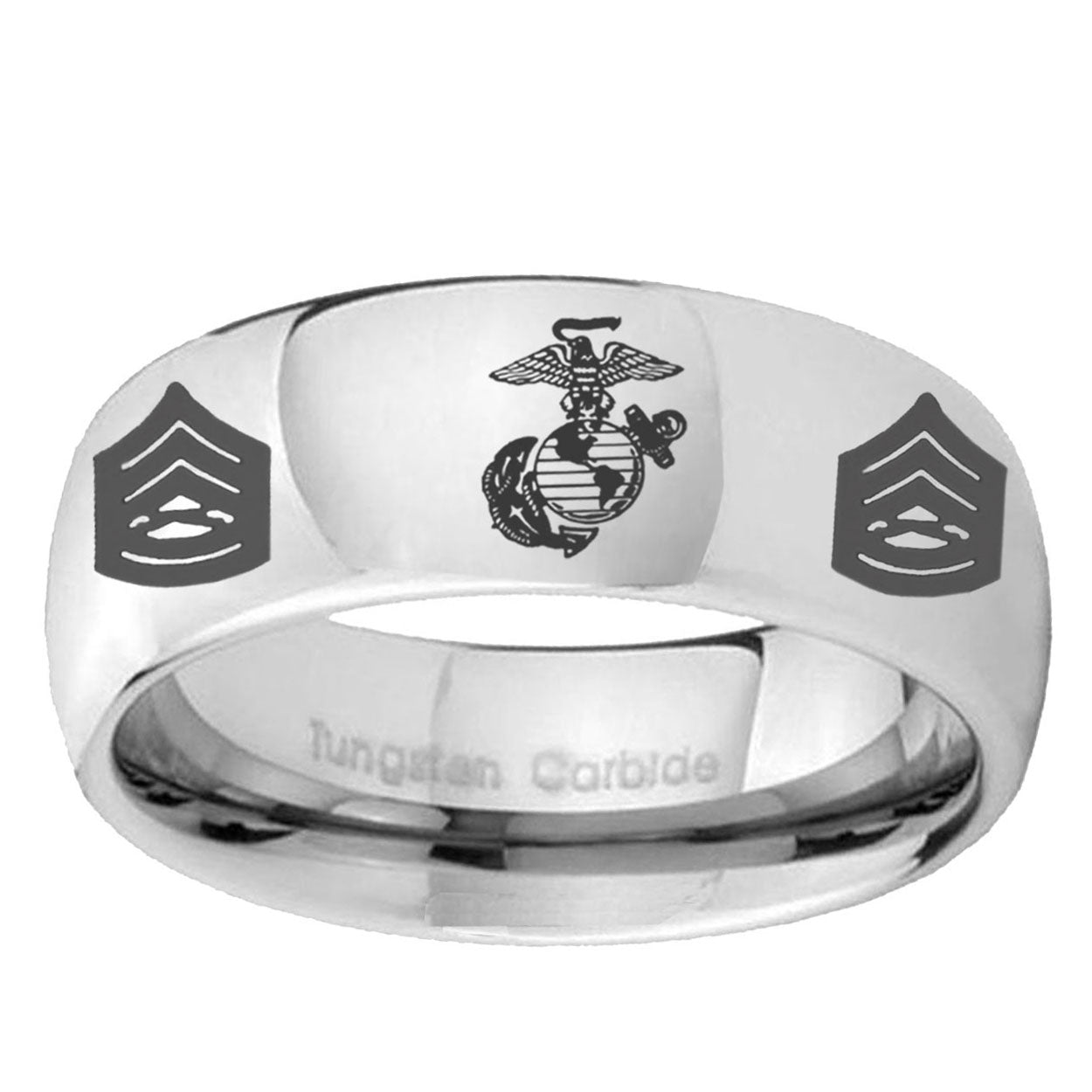 5MM Marine Army Sergeant Dome Polish Silver Tungsten Wedding Band