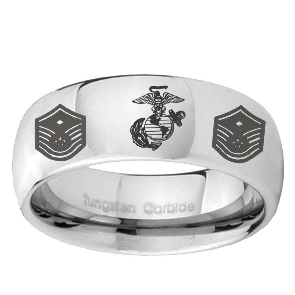 5MM Marine Chief Master Sergeant Dome Polish Silver Tungsten Ring