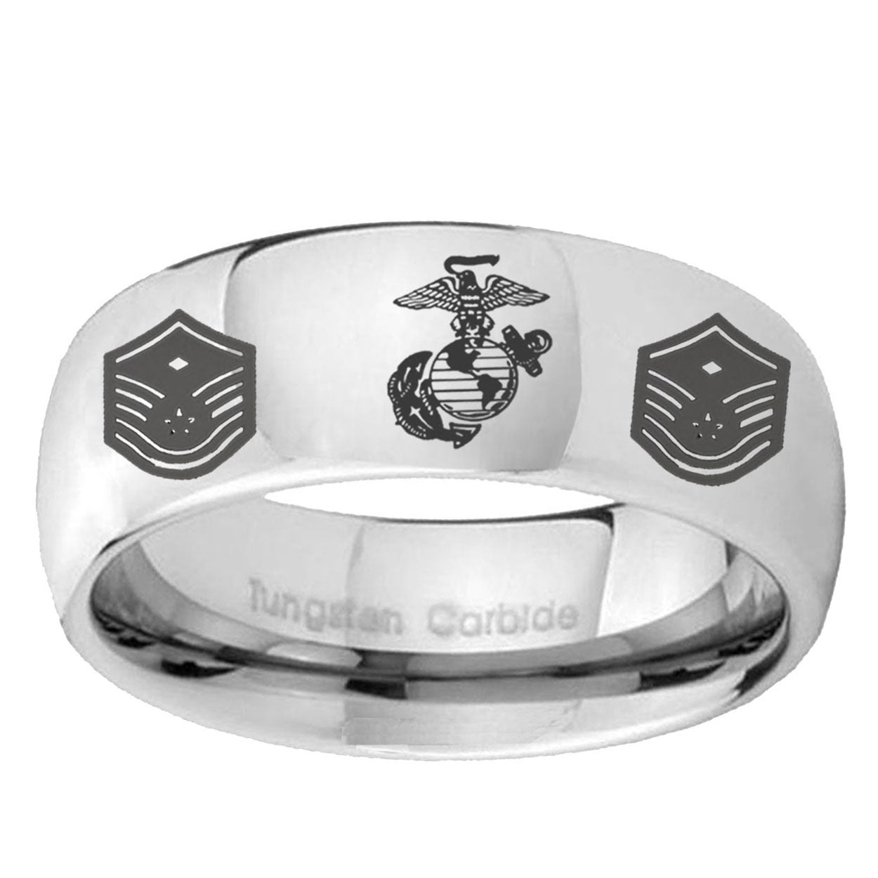 5MM Marine Chief Master Sergeant Dome Polish Silver Tungsten Ring