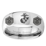 5, 8mm Marine Chief Master Sergeant Mirror Dome Tungsten Ring