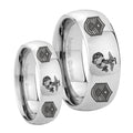 Marine Chief Master Sergeant Mirror Dome Tungsten Bridal Ring Sets