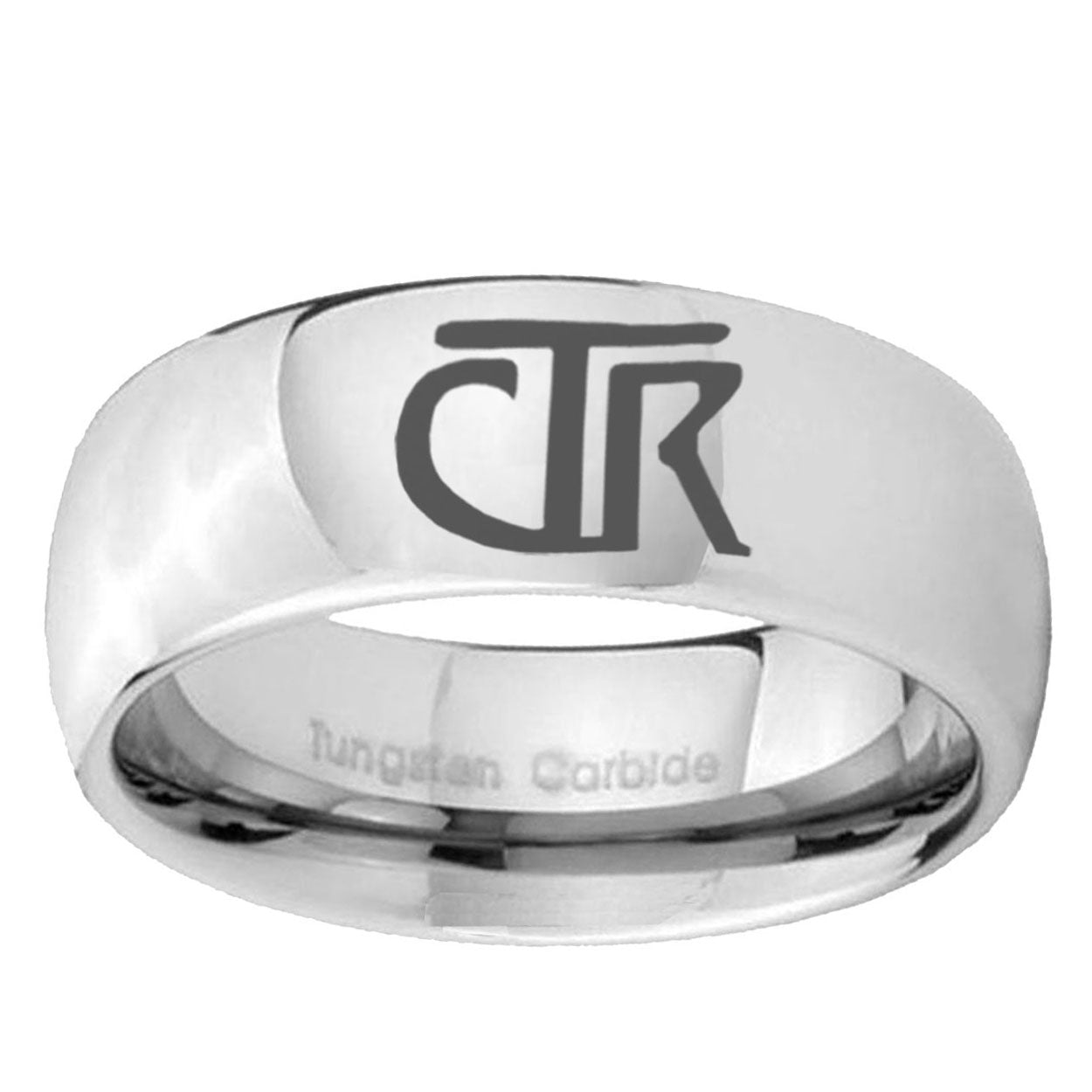 5MM CTR Dome Polish Silver Tungsten Mens Wedding Rings