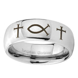 10mm-Fish-&-Cross-Mirror-Dome-Tungsten-Carbide-Custom-Ring-for-Men