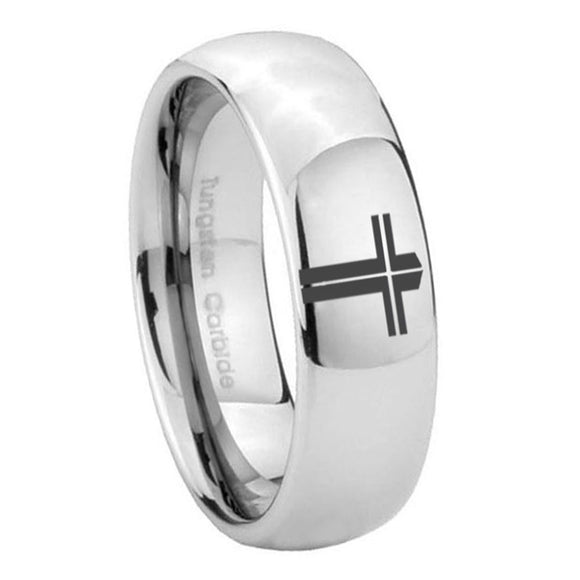 10mm-Flat-Christian-Cross-Mirror-Dome-Tungsten-Carbide-Anniversary-Ring