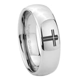 10mm-Flat-Christian-Cross-Mirror-Dome-Tungsten-Carbide-Anniversary-Ring