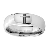 10mm-Flat-Christian-Cross-Mirror-Dome-Tungsten-Carbide-Anniversary-Ring