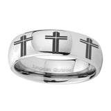 10mm-Multiple-Christian-Cross-Mirror-Dome-Tungsten-Carbide-Bands-Ring