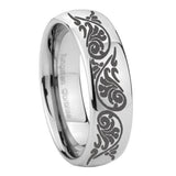 8mm-Etched-Tribal-Pattern-Mirror-Dome-Tungsten-Carbide-Men's-Wedding-Ring