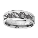 8mm-Etched-Tribal-Pattern-Mirror-Dome-Tungsten-Carbide-Men's-Wedding-Ring