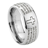 10mm-Etched-Lord's-Prayer-Cross-Mirror-Dome-Tungsten-Carbide-Men's-Promise-Rings