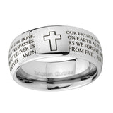 10mm-Etched-Lord's-Prayer-Cross-Mirror-Dome-Tungsten-Carbide-Men's-Promise-Rings