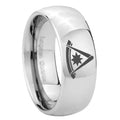 8MM Peaster Master Masonic Dome Polish Silver Tungsten Wedding Rings