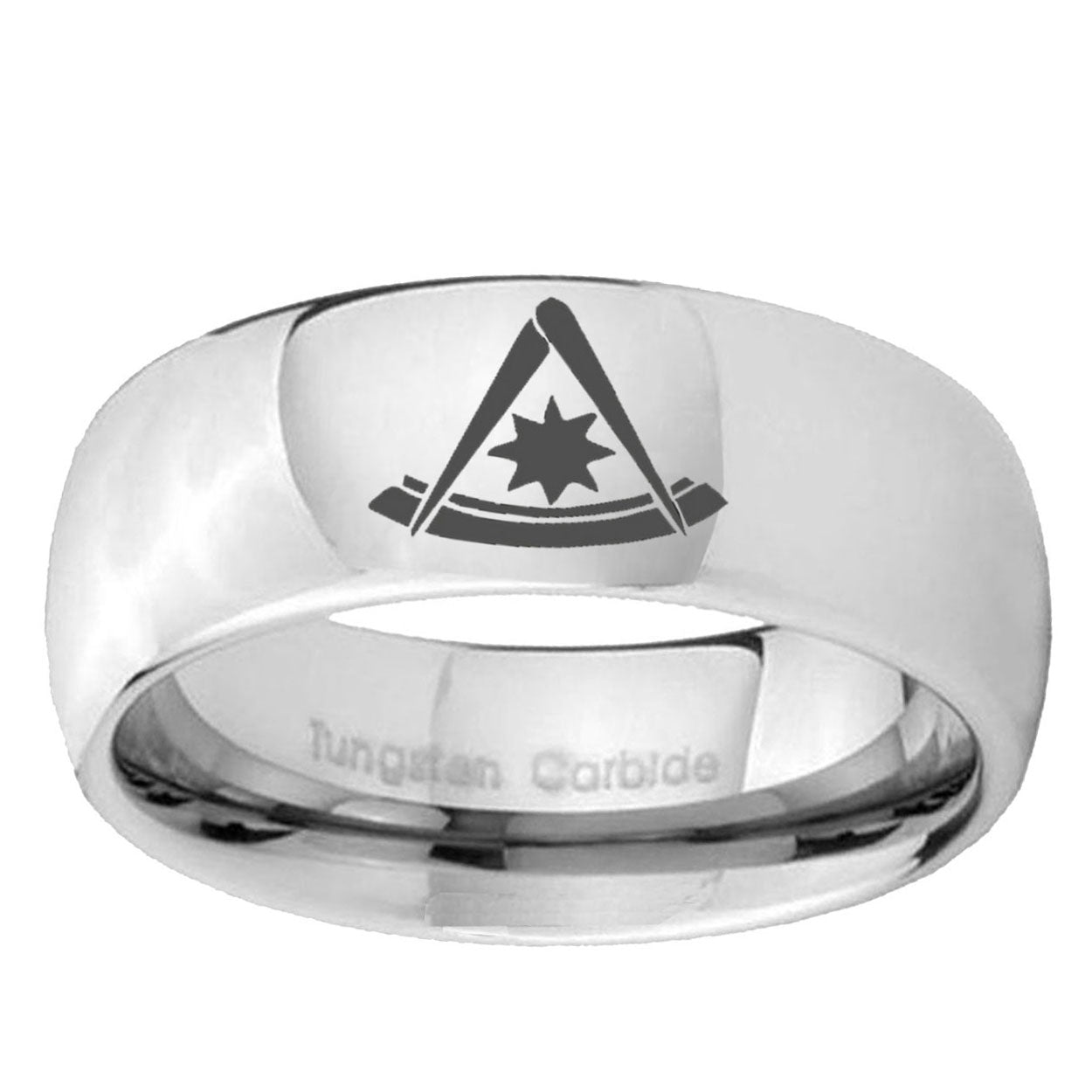 5MM Peaster Master Masonic Dome Polish Silver Tungsten Wedding Rings