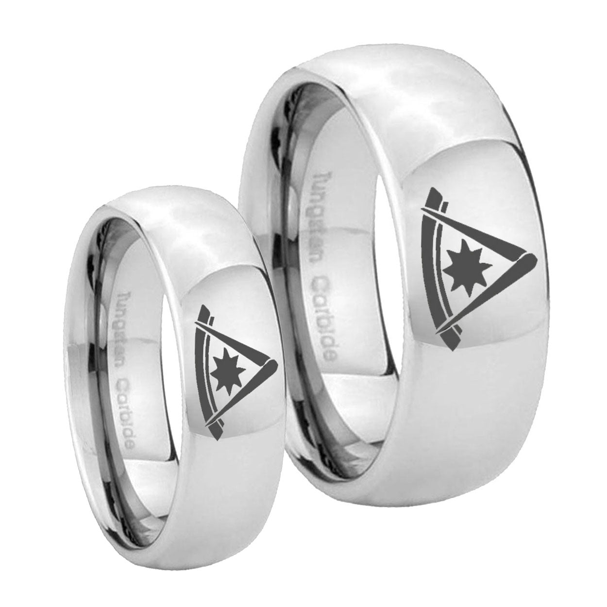 Pester Master Masonic Mirror Dome Tungsten Mens Set Rings