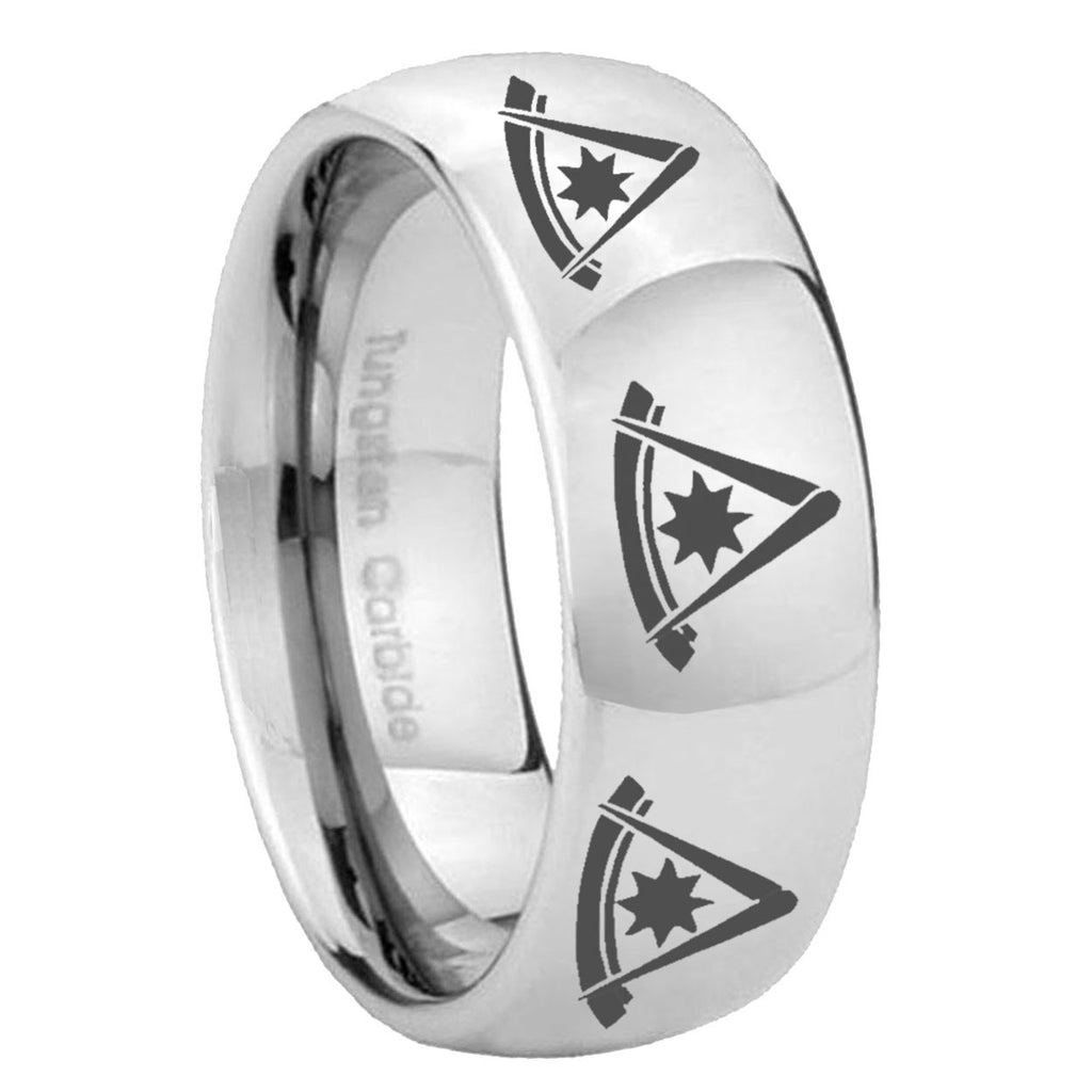 10mm Multiple Pester Master Masonic Mirror Dome Tungsten Mens Anniversary Ring