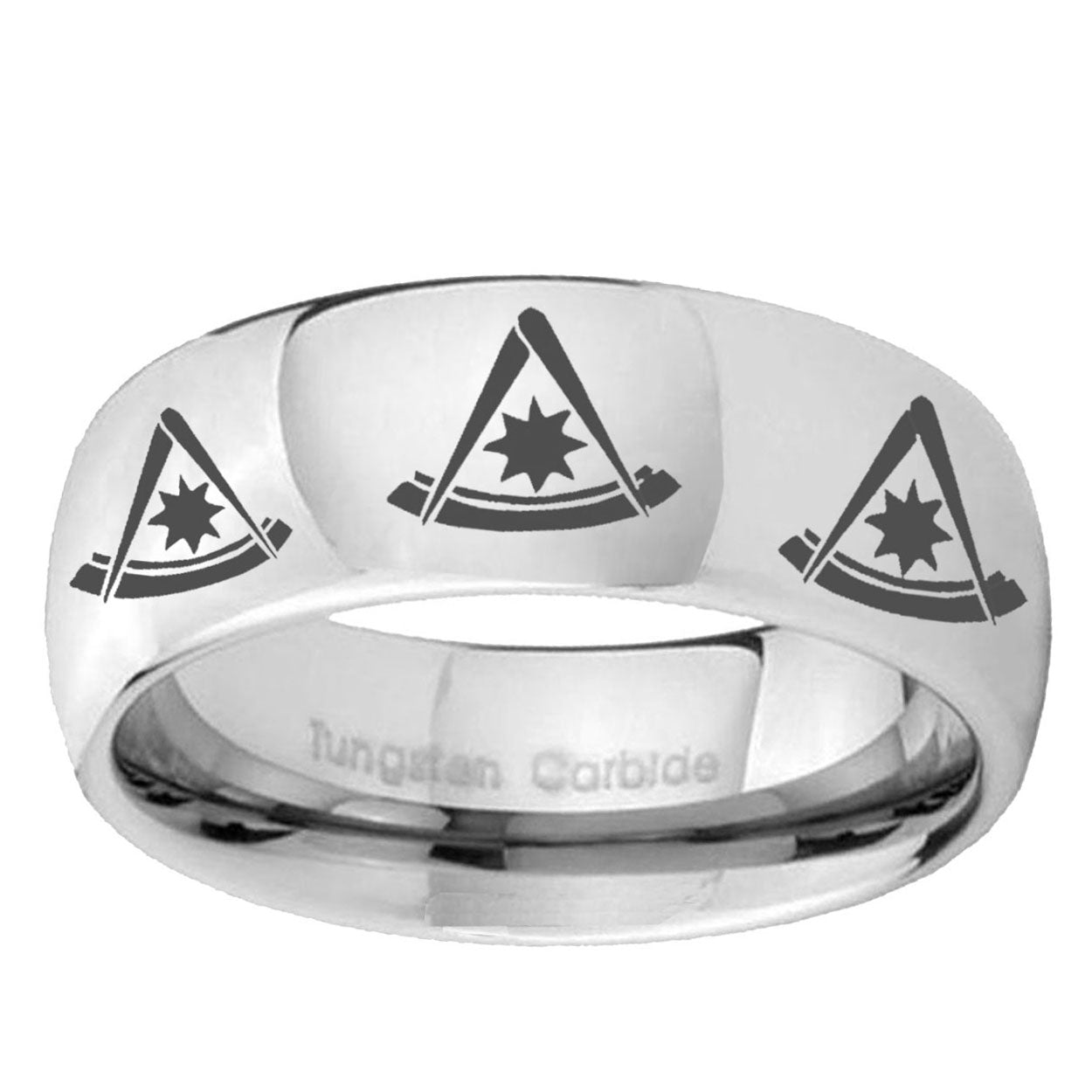 10mm Multiple Pester Master Masonic Mirror Dome Tungsten Ring