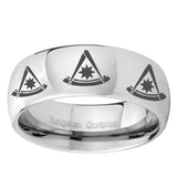 5, 8mm Multiple Pester Master Masonic Mirror Dome Tungsten Wedding Band Mens