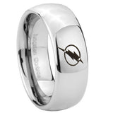 8mm Flash Dome Polish Silver Engraved Wedding Band