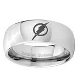 5, 8mm Flash Dome Polish Silver Engraved Wedding Band