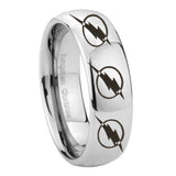 8mm Multiple Flash Dome Polish Silver Tungsten Carbide Wedding Band Ring