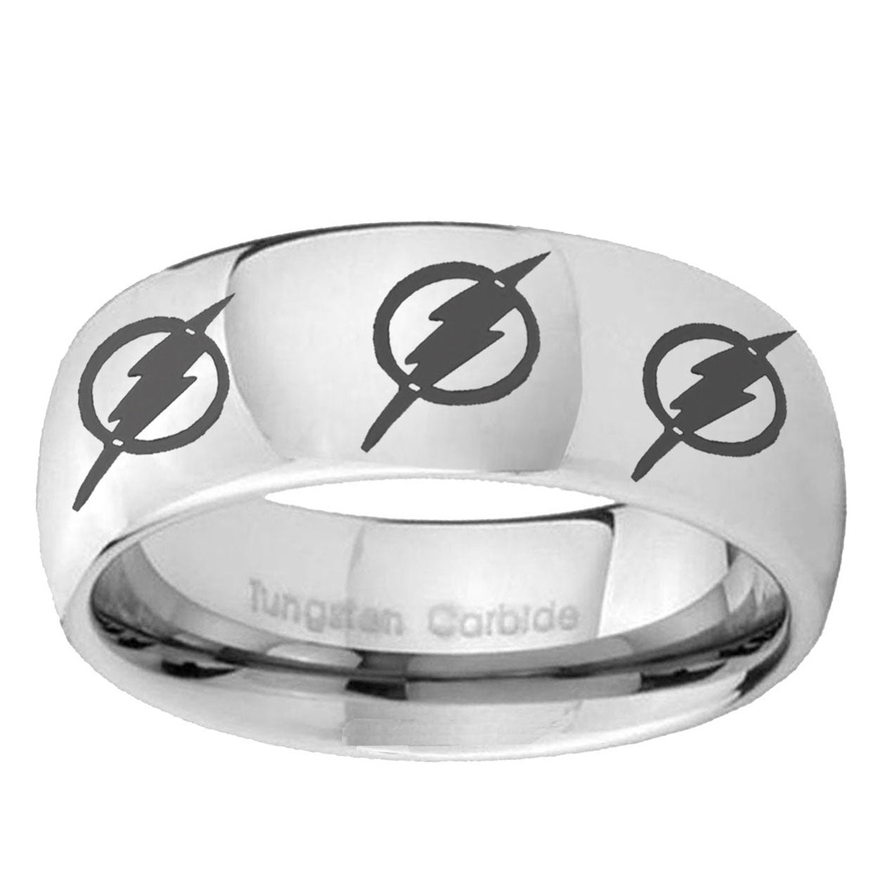 5MM Multiple Flash Dome Polish Silver Tungsten Custom Ring