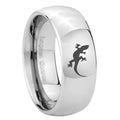 8MM Lizard Dome Polish Silver Tungsten Band For Men