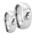 Lizard Mirror Dome Tungsten Bridal Set Ring