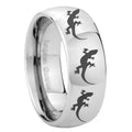 8MM Multiple Lizard Dome Polish Silver Tungsten Mens Ring